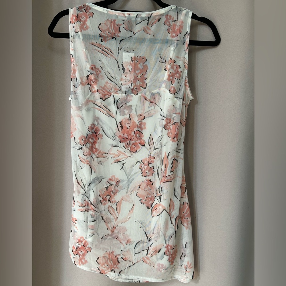 White House Black Market Asymmetrical Printed Mesh Tank - Picture 2 of 3